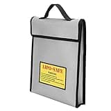 Aumotop Lithium Battery ExplosionProof Bag EcoFriendly Fireproof Handbag for Safe Transport 30x23x5cm Silver