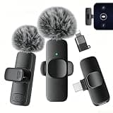 SUDEHO All-Purpose Twin Mic Kit, Noise-Isolating Clip-On Design, USB-C Receiver for Android (Ashblack, XLarge)