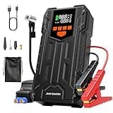 Car Jump Starter with Air Compressor, 4000A Battery Booster Pack for Up to 9L Gas & 8L Diesel Engines, 12V Battery Jumper Starter Portable Jump Box with 3 Mode Flashlight, Power Bank & LCD Display