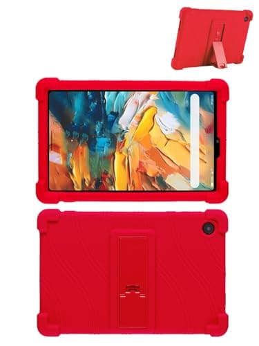 Case for TCL TAB 8 NXTPAPER 5G Tablet 8.7 Inch, FJIASTB Soft Silicone Kids Friendly Protective Cover with Adjustable Stand, Drop-Proof (Red)