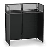 YooKoo Foldable DJ Booth for Tool-Free Assembly, DJ Table with White & Black Scrims, Metal Frame DJ Facade, DJ Stand with Cable Hole and Carry Bag, for Parties & Events & Small Studios