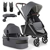 Mompush Ultimate 3 Stroller with Rider Board and Car Seat Adapter, Premium Convertible Full-Size Stroller for Infant and Toddler with Reversible Seat, All-Terrain Stroller with All-Wheel Suspension