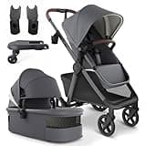 Mompush Ultimate 3 Stroller with Rider Board and Car Seat Adapter, Premium Convertible Full-Size Stroller for Infant and Toddler with Reversible Seat, All-Terrain Stroller with All-Wheel Suspension