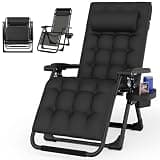 Suteck Zero Gravity Chair, Reclining Camping Lounge Chair with Aluminum Alloy Lock, Folding Patio Recliner w/Removable Pad, Adjustable Headrest and Side Tray for Outdoor Patio, Lawn, and Camping