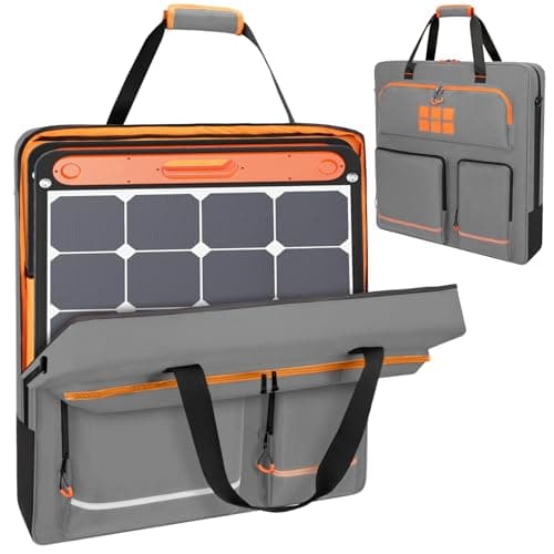 Wigojoy Solar Panel Storage Bag with Orange Lining, Deepened Opening, Zipper with Pull and Multi-Accessory Space Solar Panel Travel Carrying Case Fit for Jackery SolarSaga 100W 100X 200W, Gray