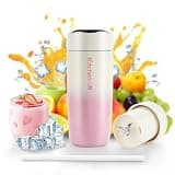 Portable Stainless Steel Blender Cup with 6H Insulated 16oz Design, USB-C Rechargeable Personal Fruit Mixer, Crushes Small Ice Cubes for Fresh Drinks, Travel/Office/Gym – Pink
