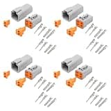 KPEOY 4 Set DTP Connector Kit, 4-Pin Waterproof Auto Electrical Wire Connector with Size 12 Stamped Contacts, 12-14 AWG Male and Female DTP Wiring Harness Plug for Car Truck Motorcycle