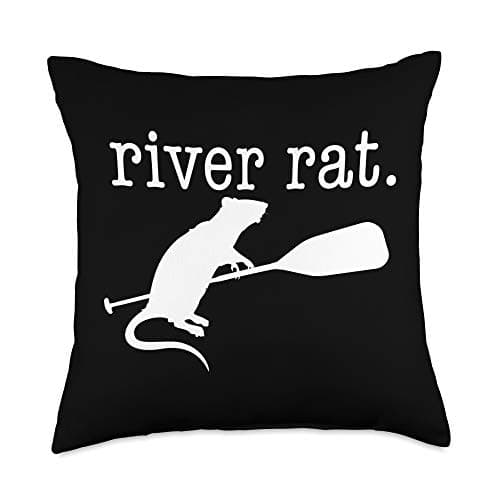River Rat with Oar Throw Pillow
