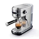 TRABVVIJSC Coffee Maker Stainless Steel Coffee Machine Semi-Auto Slim Espresso Cappuccino Hot Water