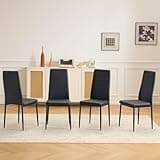 Karl home Dining Chairs Set of 4, PU Leather Balck Kitchen Chairs with Padded High Back & Foot Cap Protection for Dining Kitchen Living Room,300lbs Capacity,Space-Saving
