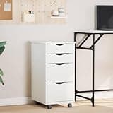 KHNLGFR Mobile File Cabinet with 4 Drawers Solid Pine Wood Rolling Storage Chest on Wheels for Office or Bedroom