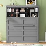 Queen Murphy Bed with Top Shelf Storage, Space Saving Cabinet Wall Bed
