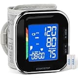 Blood Pressure Monitor Adjustable Wrist Cuff LCD Backlit Display BP Machine for Home Use Stores Up to 60 Readings Batteries Included with Carrying Case, Black