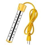 Immersion Water Heater, 2000W Submersible Electric Heater, Auto Shut-Off, Yellow, 11 in / 28 cm, Portable Bucket Heater with Stainless Steel Guard and Indicator Light