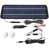 Solar Panel Battery Charger, 4.5W/5W, 12V to 5V Car Boat Solar Maintainer Charging Kit, 12.6 x 4.7 in, with Suction Cups and Alligator Clip