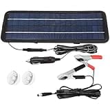 Solar Panel Battery Charger, 4.5W/5W, 12V to 5V Car Boat Solar Maintainer Charging Kit, 12.6 x 4.7 in, with Suction Cups and Alligator Clip