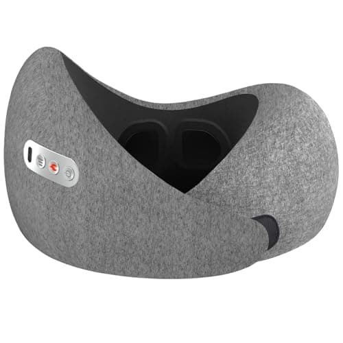 Splbgna Travel Neck Pillow 3 in 1 with Heating and Massage, Memory Foam Cervical Pillow, Asymmetrical Sides Wireless Portable for Airplane Car Office, Skin-Friendly Cover๏ผ360ยบ Ergonomic Design