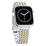 Chain Watch Band for Apple Watch Series 11, 10, 9, 8, 7, 6, 5, 4, 3, 2, 1, SE 3/2/1 Women, Stainless Steel Metal Band for Apple Watch 40mm 41mm 42mm 38mm for iWatch Silver Gold Two Tones
