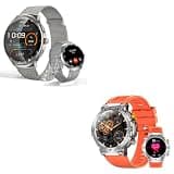 MOLOURK Smart Watches for Men Women, Waterproof Fitness Tracker, 1.43'' AMOLED Touchscreen Smartwatch for Android & iPhone, 150+ Sports Modes, Heart Rate/SpO2/Stress/Sleep Monitor, 2 Bands, Silver