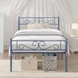 VECELO Twin Size Bed Frame with Headboard, 14 Inch Metal Platform Mattress Foundation, No Box Spring Needed, Squeak Resistant, Easy Assembly, Blue