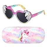 Beipegin Kids Sunglasses Girls Unicorn Heart Eyeglasses UV Protection Toddler Sunglasses with Sunglass Case For Party Beach Dress Up Glasses