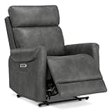 KISLOT Leather Recliner Chair for Adults Wall Hugger RV Recliner with USB Charging Ports Electric Power Reclining Sofa for Living Room Home Theater Seating Bedroom