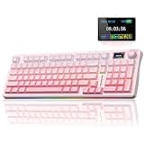 AULA S98 Pro Wireless Mechanical Keyboard with Screen & Knob,2.4GHz/USB-C/BT5.0 Hot Swappable Pink Creamy Keyboard,Pre-lubed Linear Switches,Side Printed PBT Keycaps,RGB Backlit Gaming Keyboards