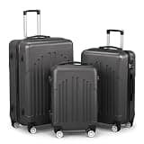 Karl home Luggage Sets 3 Piece, ABS Hardside Suitcase Set with Double Spinner Wheels & TSA Lock for Travel Business, 3-Piece Set (20/24/28), Dark Gray