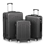 Karl home Luggage Sets 3 Piece, ABS Hardside Suitcase Set with Double Spinner Wheels & TSA Lock for Travel Business, 3-Piece Set (20/24/28), Dark Gray