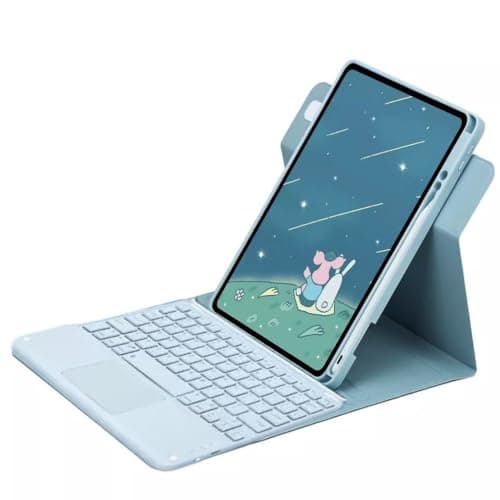 for Samsung Galaxy Tab S11/S10/S9/S8/S7 Case with Keyboard, 11-inch 360° Rotating Magnetic Detachable Bluetooth Keyboard Cover with Trackpad, S Pen Slot, Acrylic Back (Blue,Tab S8 11")