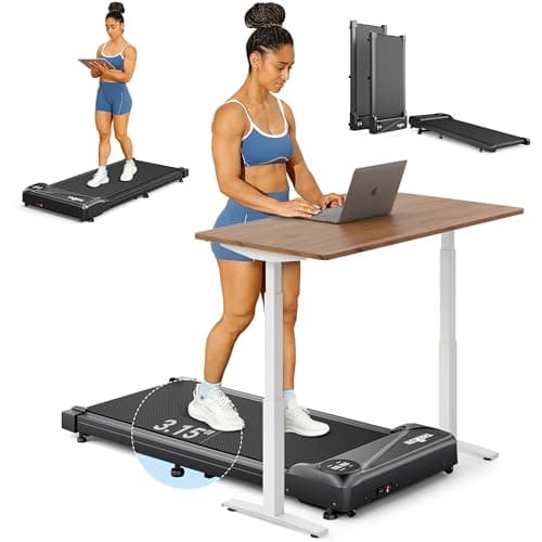 THERUN Walking Pad Treadmill, Under Desk Treadmills for Home Office, 2.5 HP Portable Small Walking Pad with Remote Control and LED Display