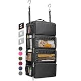 Suitcase Organizer, Travel Luggage Organizer Hanging Shelves Packing Cube Closet/Collapsible Portable Travel Organizer for Carry-on, Small, Black