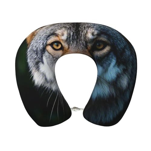 FHENTYU Whiskers of The Wolf Print Travel Sleep Neck Pillow, U Shaped Head Neck Support Pillow for Travel, Office, Car (Washable)