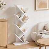 Furevol 7-Tier Tree Bookcase, Bookshelf for Room Decor, Book Shelf, 8.4 x 15.7 x 39.4, for Bedroom, Living Room, Home Office, White