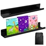 2 Pcs Book Shelves with Strong Attachment, Acrylic Shelf, Drill-Free 17 In/43 Cm Organizer, for Whiteboard & Fridge, Multi-Purpose Storage