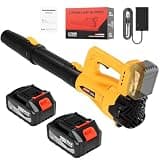 WEMARS Leaf Blower Cordless, 21V Electric Leaf Blowers Lightweight Variable Speed Lithium Battery and Charger, Powered Lightweight Leaf Blower for Patio Lawn Care/Dusting Clearing/Leaf/Snow (Yellow)