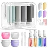 Muslish 21 Pack Travel Bottles for Toiletries, Leak-Proof TSA Compliant Silicone Travel Size Containers for Shampoo and Conditioner, BPA Free with Toiletry Bag (Gray)