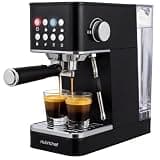 NutriChef 20-Bar Espresso Maker With Milk Frother | Removable 1.8 Quart Water Tank | Coffee Maker for Brewing Espresso, Cappuccino, Latte, Americano & Cold Brew Coffees | Black
