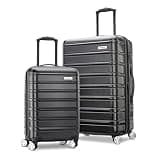 Samsonite Omni 2 Hardside 2 Piece Set - Includes Carry-On & Medium Checked Suitcases - 360° Dual Spinner Wheels - Integrated TSA Lock & Expansion - Amazon Exclusive - Midnight Black