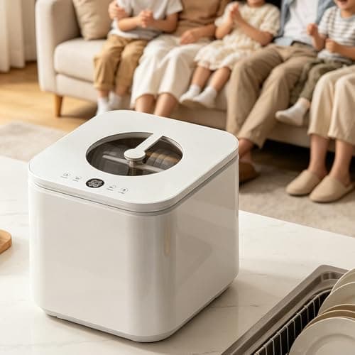 800w Portable Countertop Dishwasher,72℃ High-temperature Wash, Compact Mini Dishwasher, Quick Dry, Automatic Slag Discharge, Door Safety Lock, Tabletop Dishwasher Without water tank