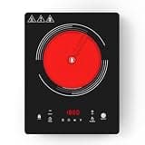 VBGK Single Burner Electric Cooktop,110V 1800W Electric Stove Top with LED Touch Control,10 Power Levels, 4HTimer, Safety Lock, portable cooktop Overheat protection
