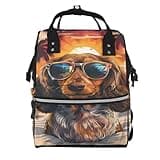 Pioyoku Funny Dachshund (2) Print Diaper Bag Backpack -Multifunction Travel Baby Diaper Bag,Baby Bags For Girls Boys