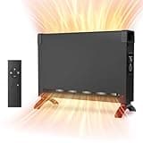 Kucreiheat Space Heater, Whole-Room Convection Panel Heater, 1500W Electric Heater with Tip-over & Overheat Protection, Remote Control, Timer Quite Space Heaters for Indoor Use, Black