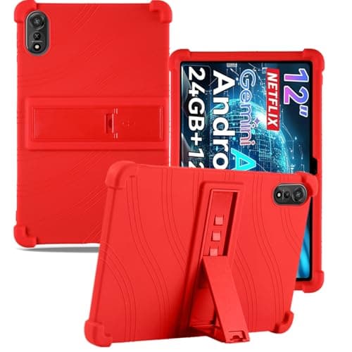 Case for Nexall N90,NOUKAJU Tablet Protection Case,Adjustable Bracket,Soft Silicone,Silicone Protection Cover for Nexall N90 Tablet 12inch(Red)