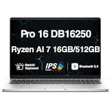 Dell Pro 16 DB16250 AI Business Laptop, 16" FHD+ WUXGA IPS Display, AMD Ryzen AI 7 350 (Up to 5.0GHz), 16GB DDR5 RAM, 512GB PCIe NVMe SSD, Backlit Keyboard, WiFi 6E, Bluetooth 5.4, Windows 11 Pro