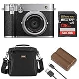 Fujifilm GFX100RF Digital Camera, Bundle with 128GB Memory Card, NP-W235 Battery and Shoulder Bag (Silver)