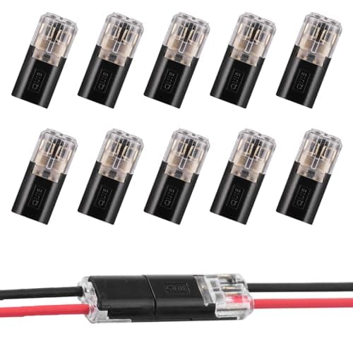 gsgfuis 10pcs Quick Electrical Connectors, Waterproof 2 Pin Cable Connectors for Wires 18-22 AWG, Easy Car Connection