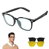 Smart Glasses for Men Women, Bluetooth-Audio Glasses with Clear Blue Light Glasses & UV400 Polarised Magnetic Lenses, Auto On/Off, Call/Music, Unisex Intelligent Sunglasses for Cycling Driving (G05)