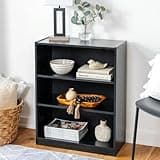 LOVEZOE 3 Shelf Bookcase with Adjustable Shelves, Black Small Storage Unit for Home Office Living Room, Particle Board and MDF, 24.8” W x 11.65” D x 31.65” H