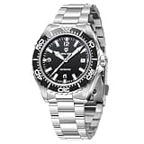 BENYAR Pagani Design Automatic Watches for Men, 42mm Ceramic Bezel Dive Watch, Sapphire Crystal with AR Coating, 100M Waterproof Mechanical Wristwatch, 316L Stainless Steel Bracelet (Steel Black)